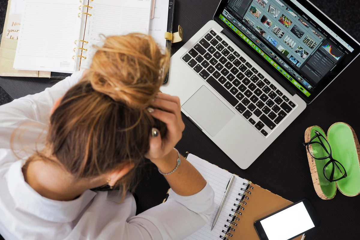 a female experiencing frustration at her lack of productivity